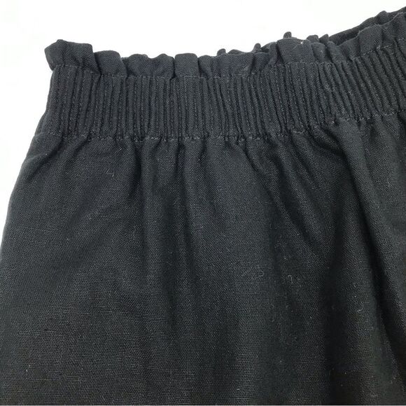 J. Crew Factory Black Linen Cotton Blend Pull On Scallop Hem Mini Skirt - Picture 10 of 11